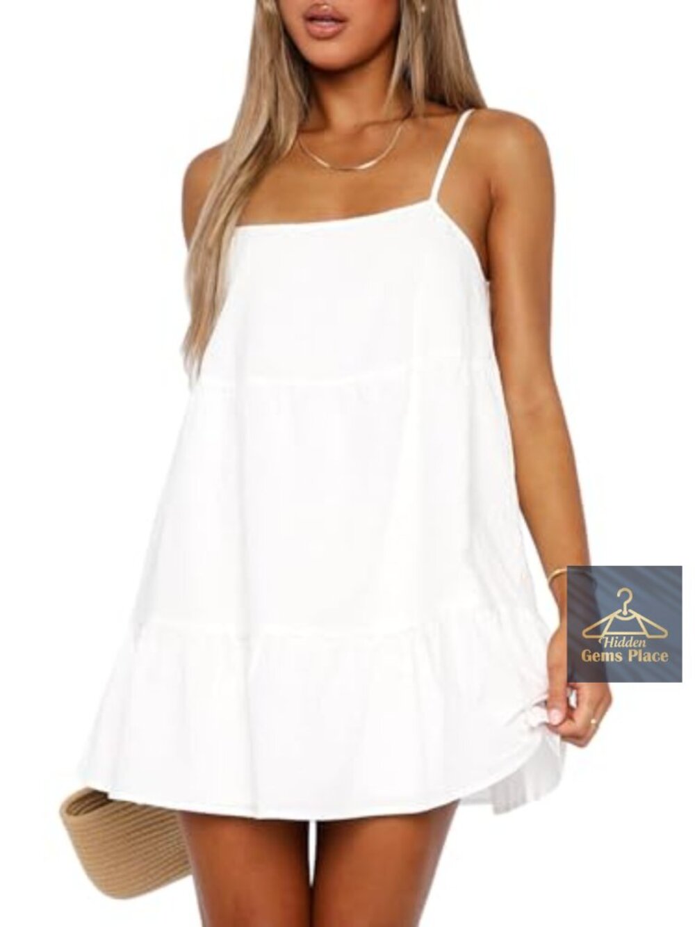 Flowy Short Sundress Tiered Ruffle Spaghetti Strap Swing Dress Cute